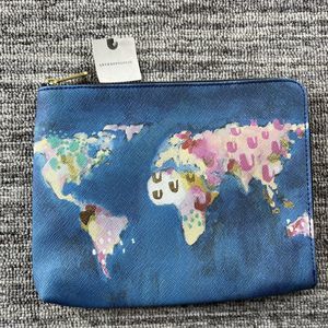 Nikki Cade Studio for Anthropologie World Map Clutch Purse NWT